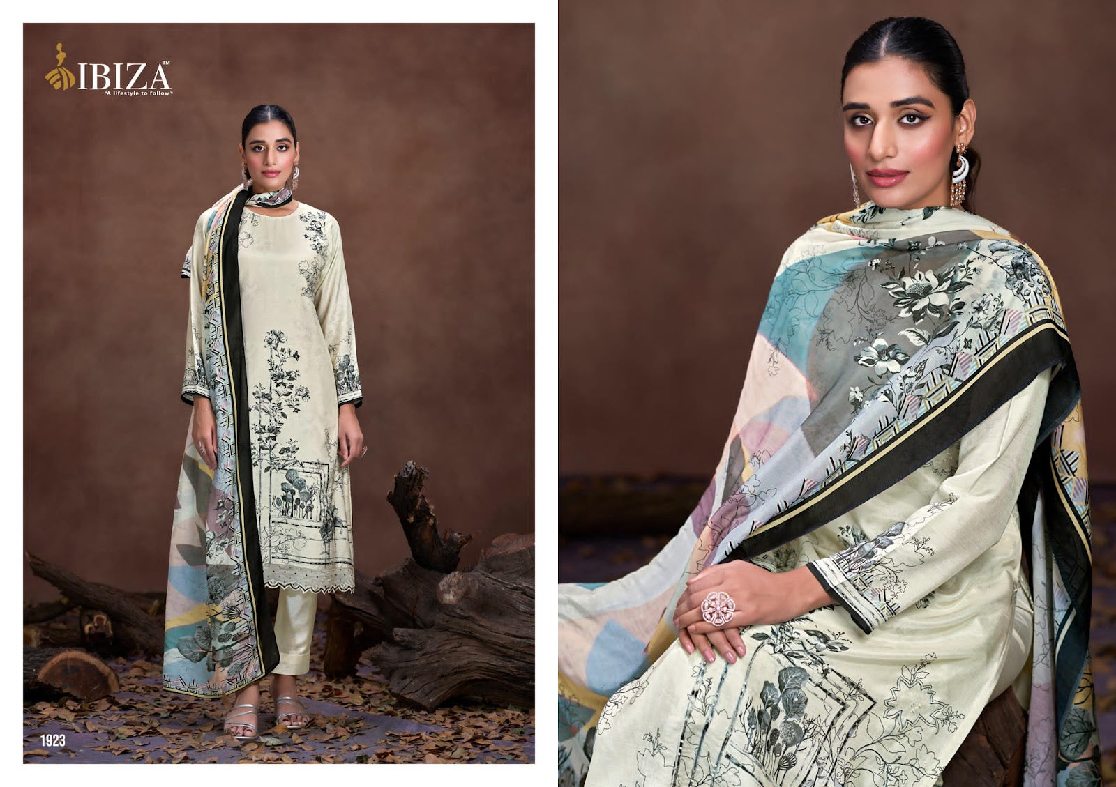 Meara Ibiza Pure Bemberg Muslin Pant Style Suits Wholesaler Gujarat