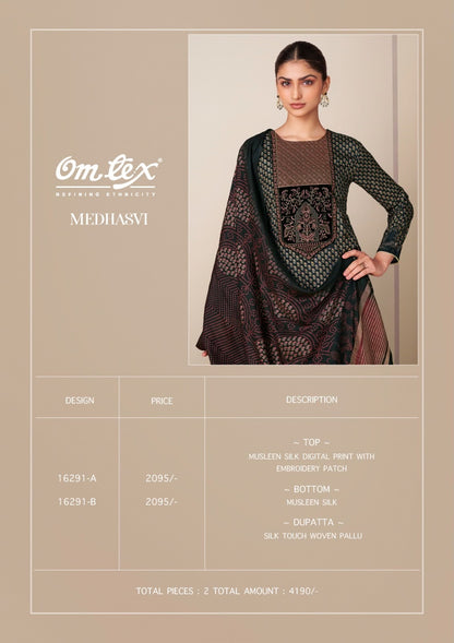 Medhasvi Omtex Muslin Silk Pant Style Suits Exporter Ahmedabad