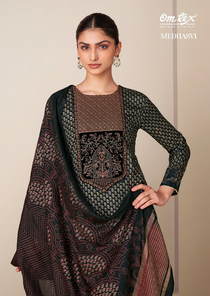 Medhasvi Omtex Muslin Silk Pant Style Suits Exporter Ahmedabad