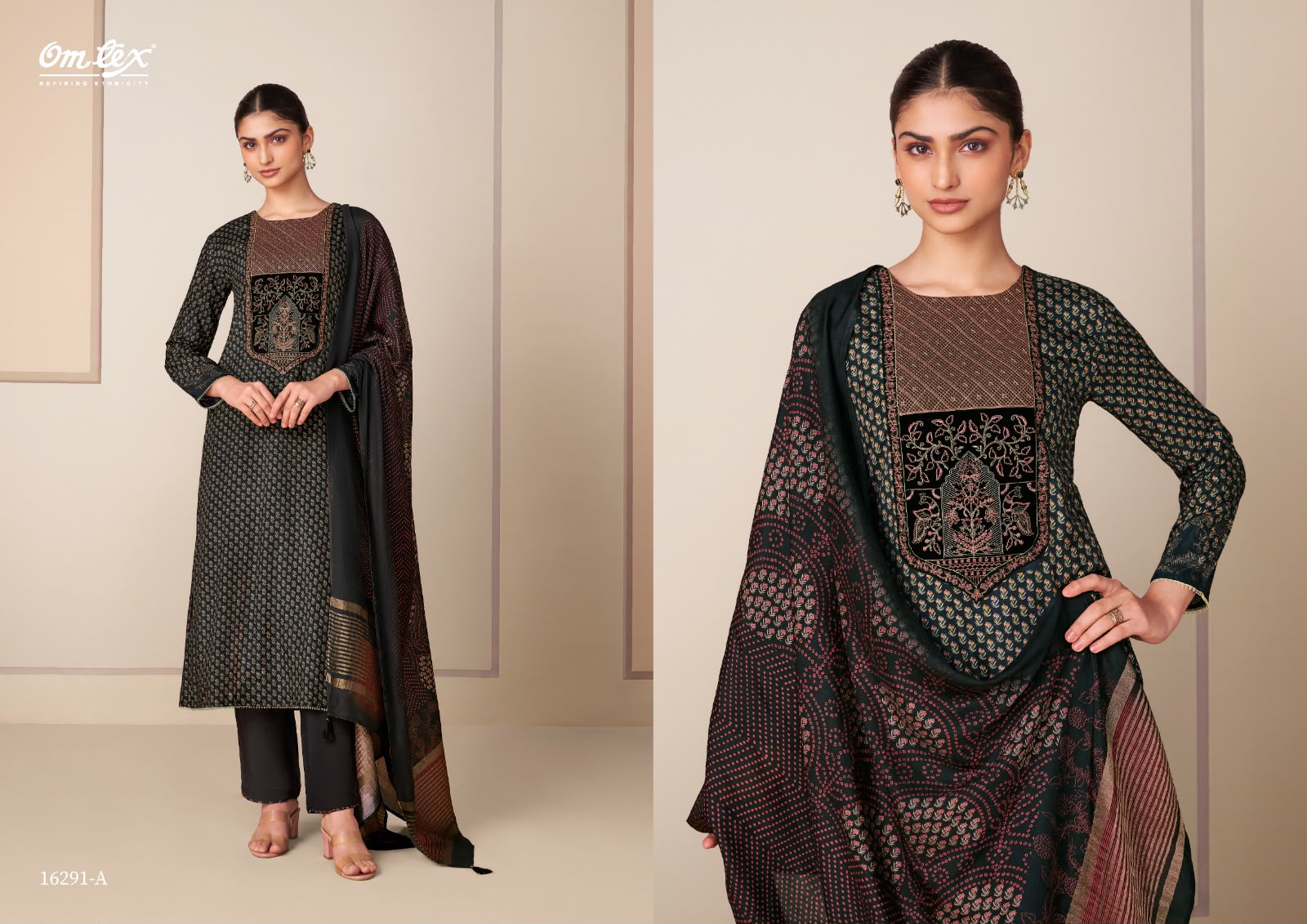 Medhasvi Omtex Muslin Silk Pant Style Suits Exporter Ahmedabad