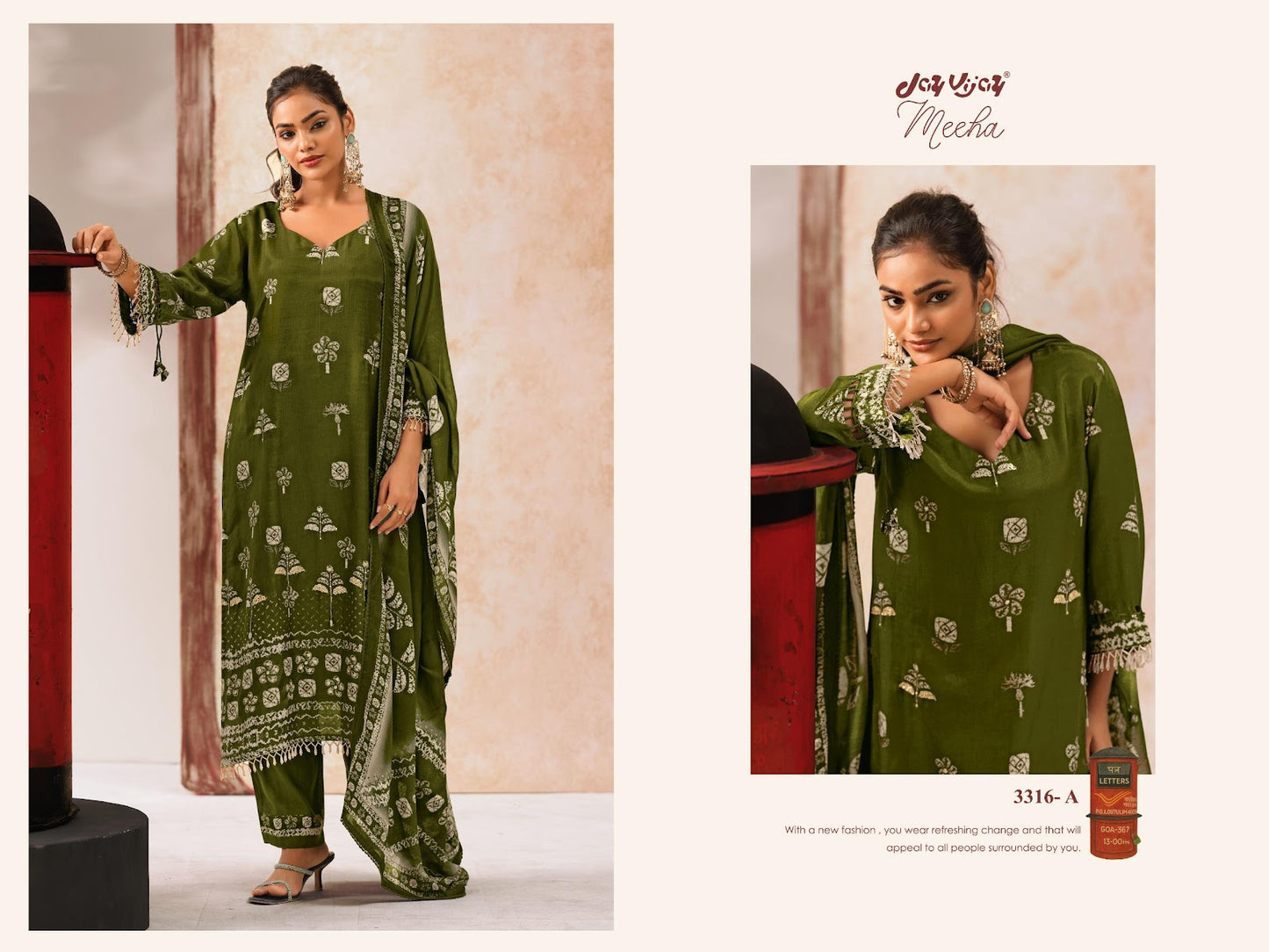 Meeha 3316 Jay Vijay Bemberg Silk Pant Style Suits Wholesaler