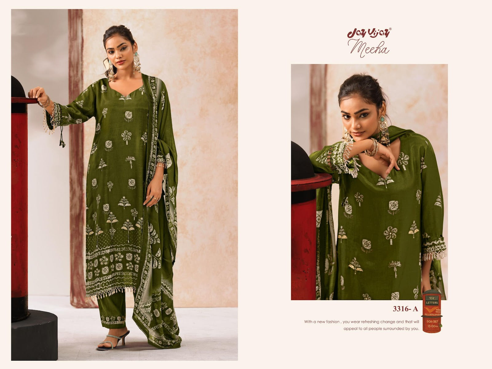 Meeha 3316 Jay Vijay Bemberg Silk Pant Style Suits Wholesaler