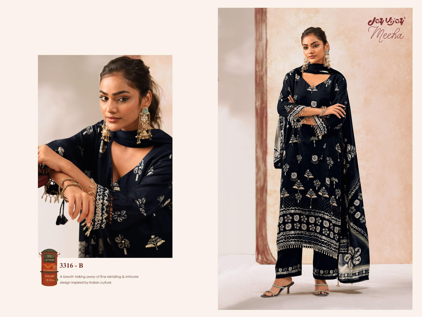 Meeha 3316 Jay Vijay Bemberg Silk Pant Style Suits Wholesaler