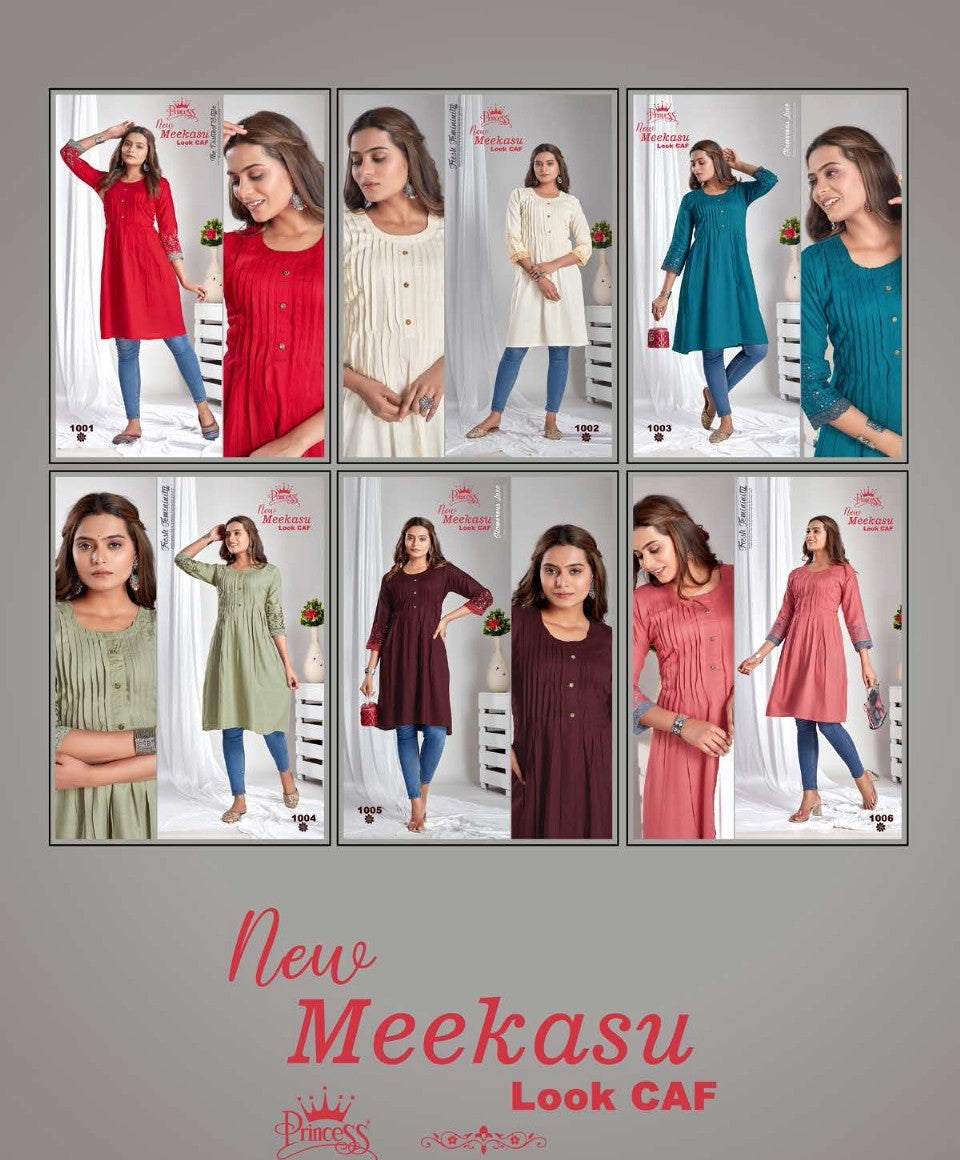 Meekasu Princess Creation Heavy Rayon Kurtis Wholesaler Ahmedabad