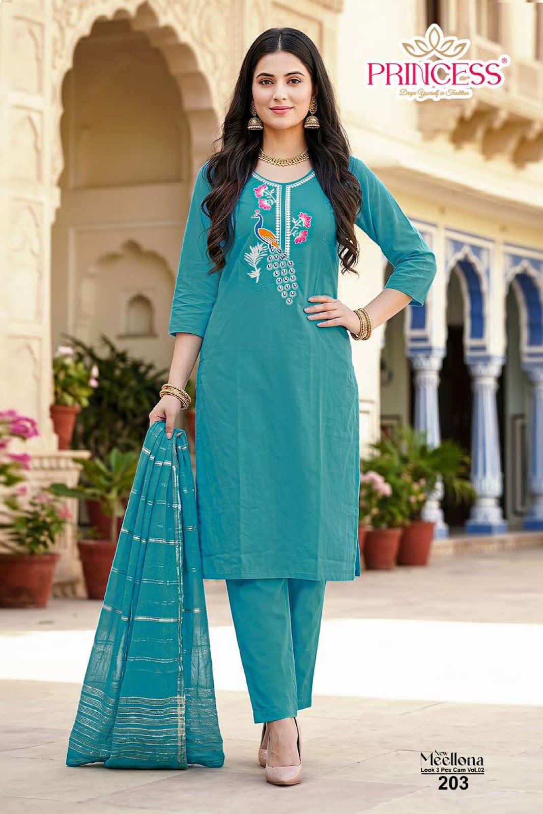 Meellona Vol 2 Princess Creation Rayon 22Kg Readymade Pant Style Suits Wholesale Price