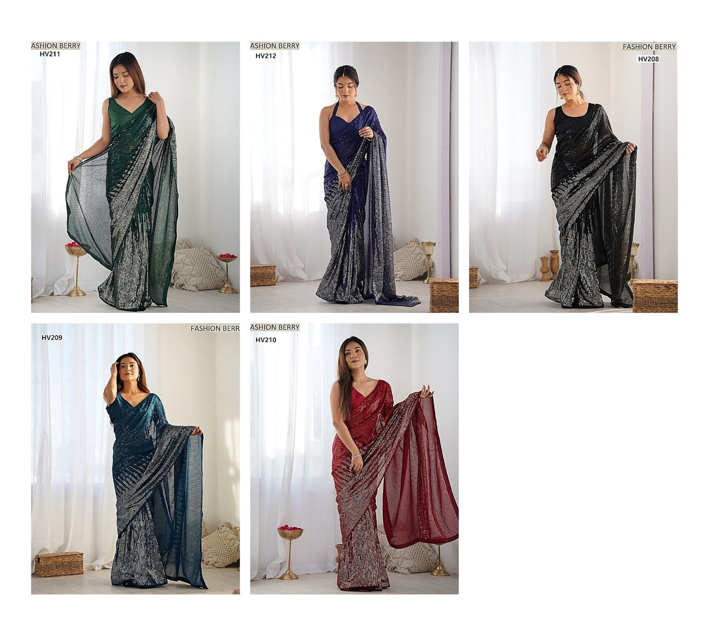 Meena Fashion Berry Georgette Sarees Wholesale Price