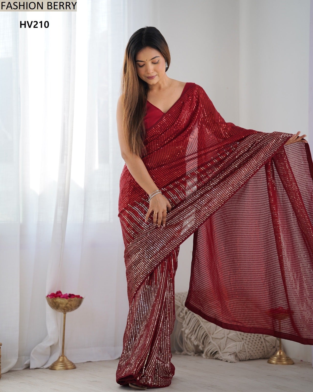 Meena Fashion Berry Georgette Sarees Wholesale Price