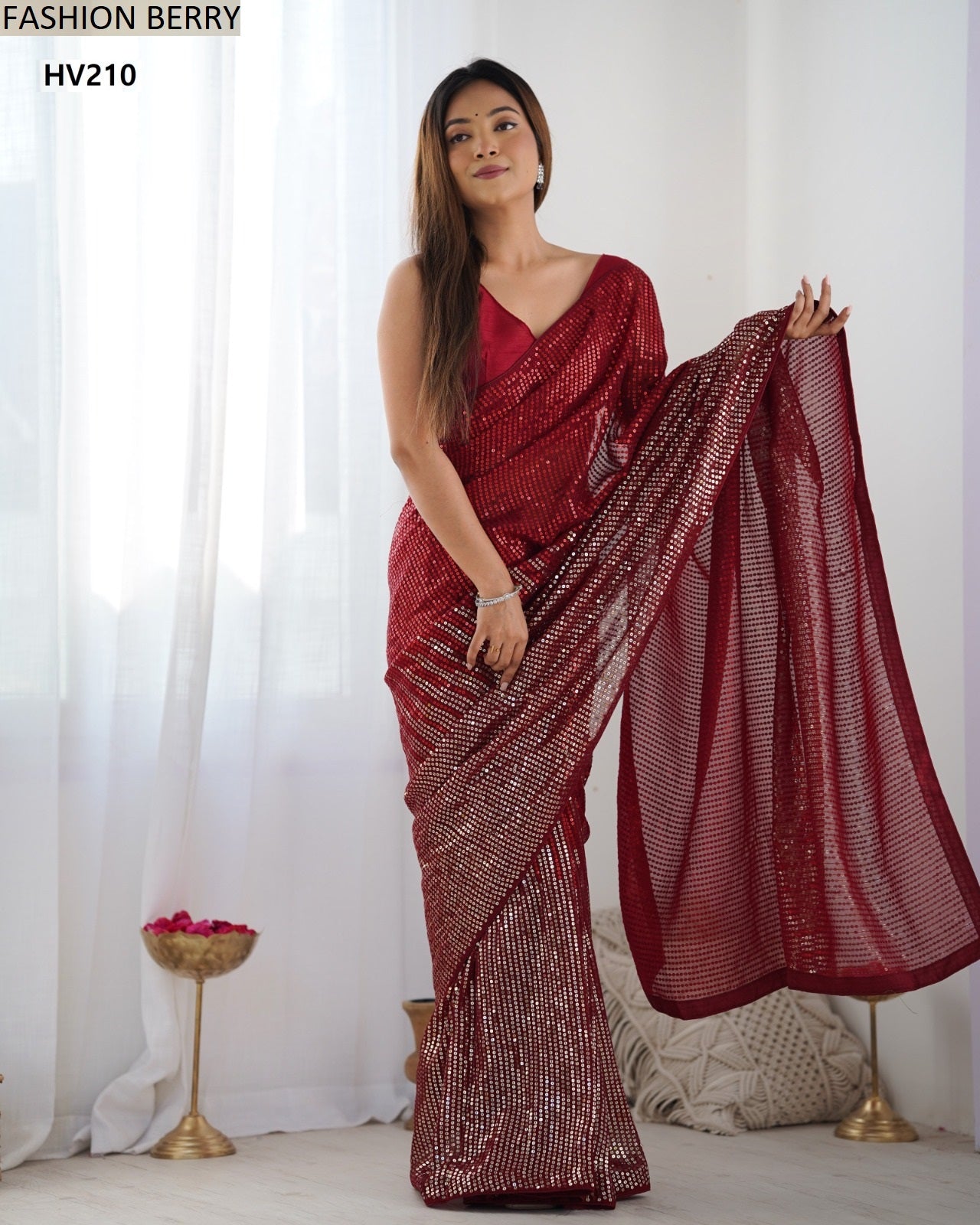 Meena Fashion Berry Georgette Sarees Wholesale Price