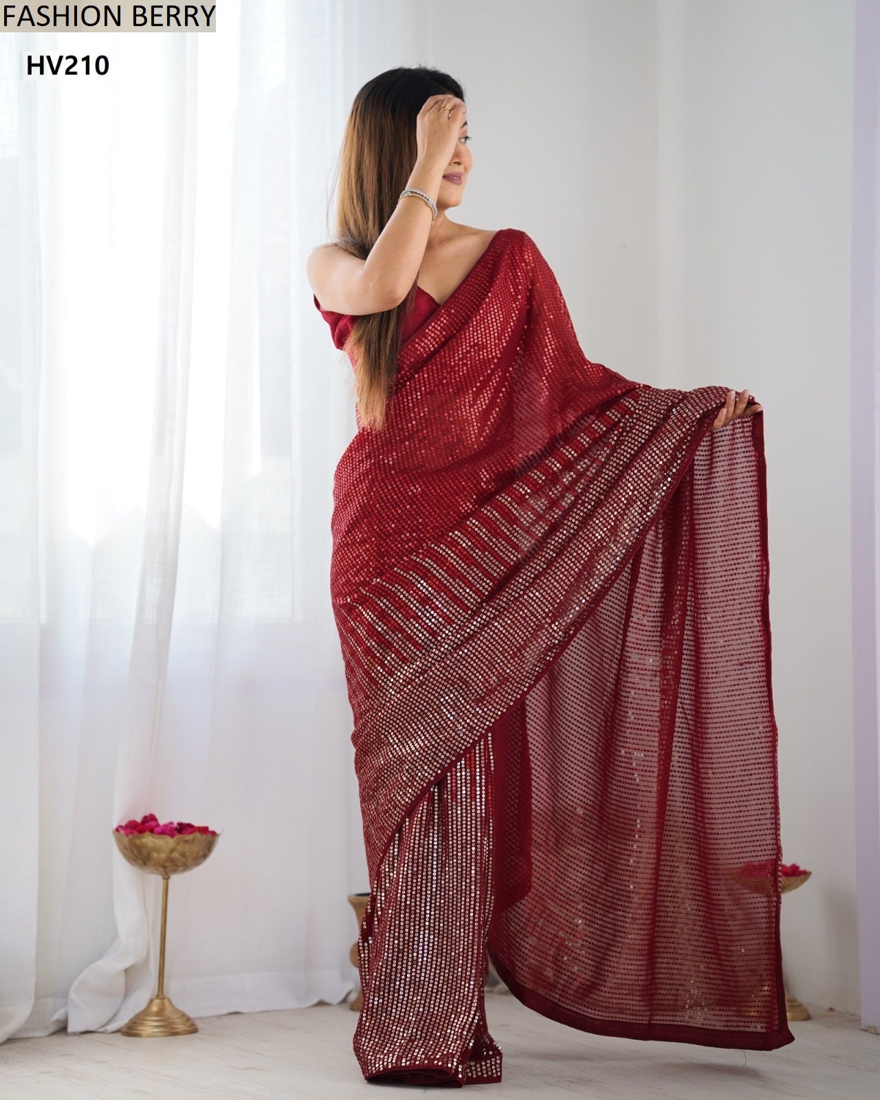 Meena Fashion Berry Georgette Sarees Wholesale Price