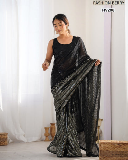 Meena Fashion Berry Georgette Sarees Wholesale Price