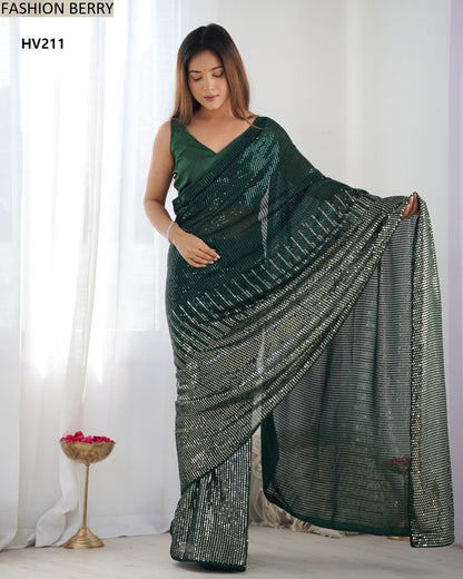 Meena Fashion Berry Georgette Sarees Wholesale Price