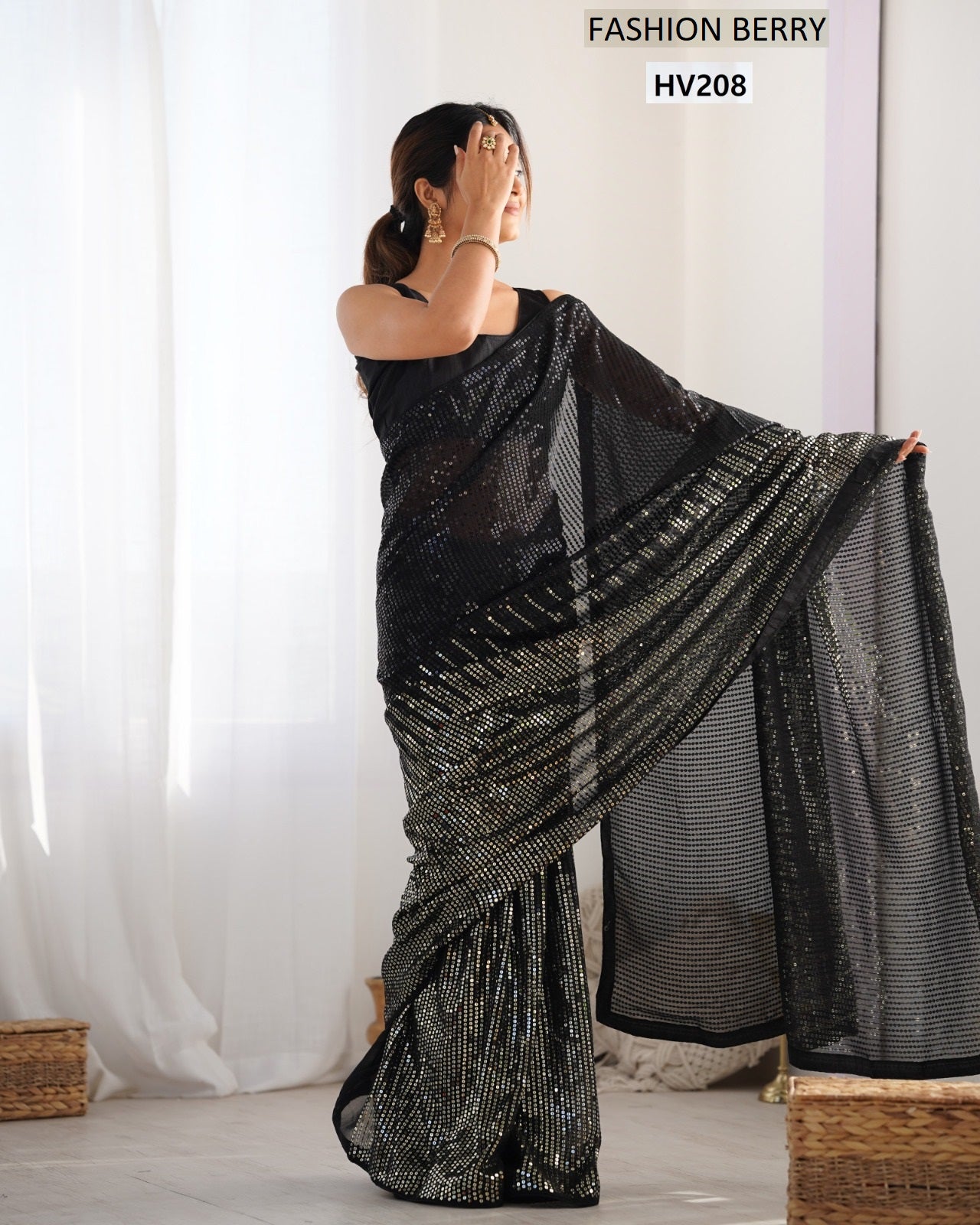 Meena Fashion Berry Georgette Sarees Wholesale Price
