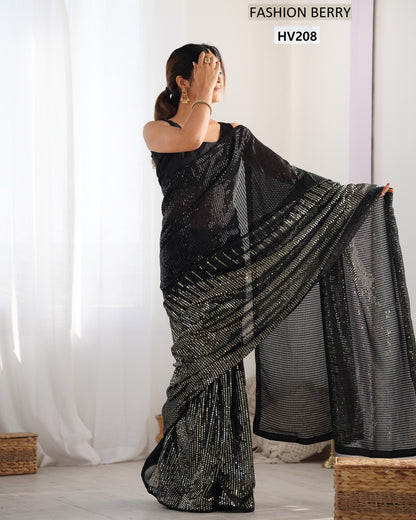Meena Fashion Berry Georgette Sarees Wholesale Price