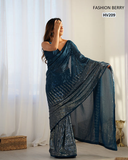Meena Fashion Berry Georgette Sarees Wholesale Price