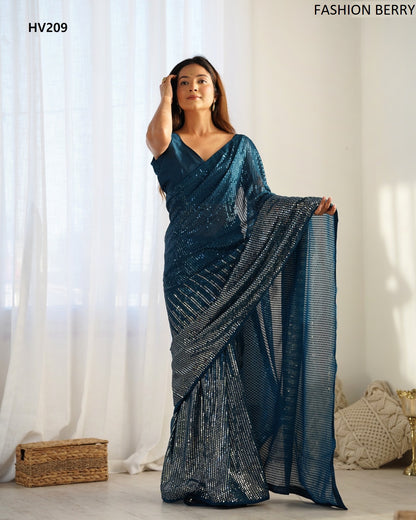 Meena Fashion Berry Georgette Sarees Wholesale Price