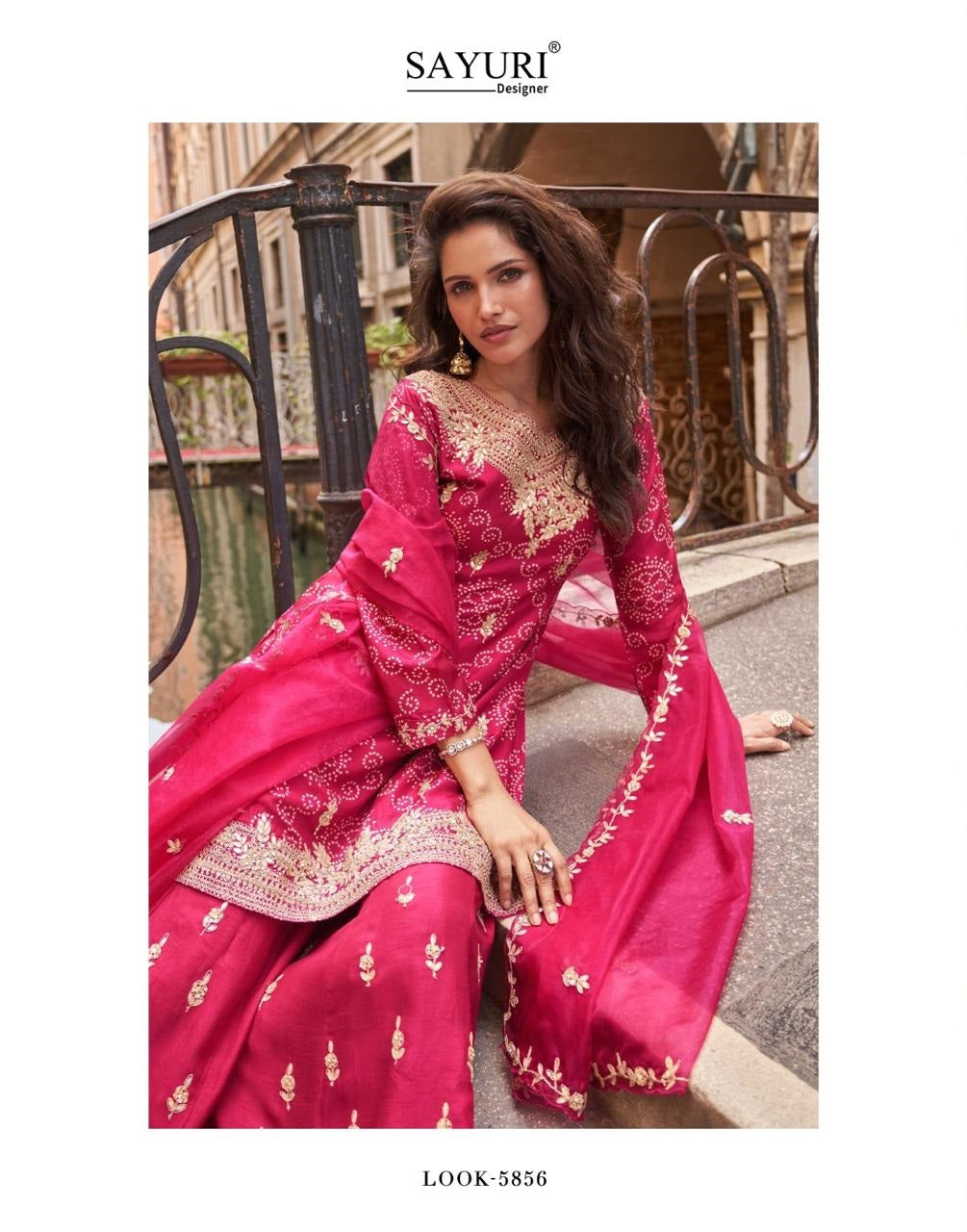Meena Sayuri Chinon Silk Readymade Plazzo Style Suits Exporter Gujarat