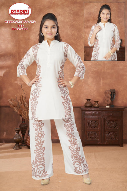 Meenachi 2 Dn 9156 Dt Devi Cotton Slub Girls Co Ord Set Wholesaler India
