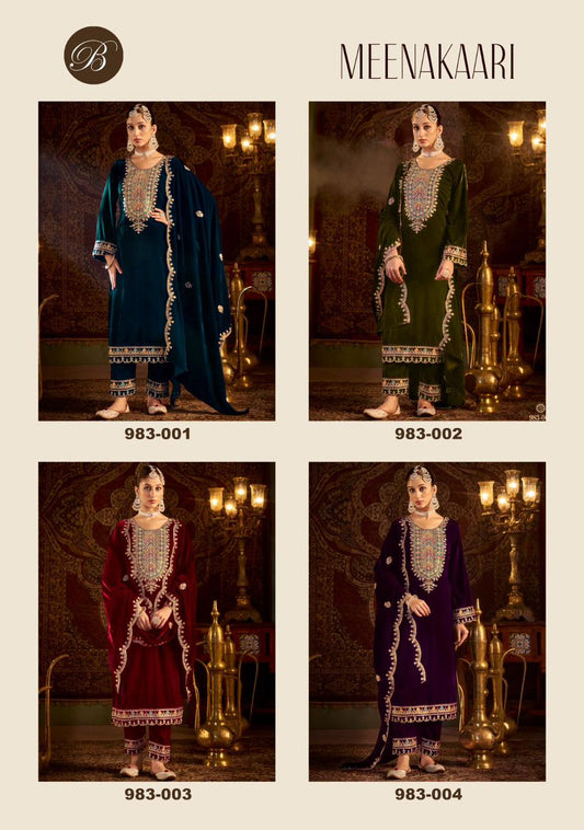 Meenakaari Belliza Designer Studio Pure Velvet Suits Wholesale Price