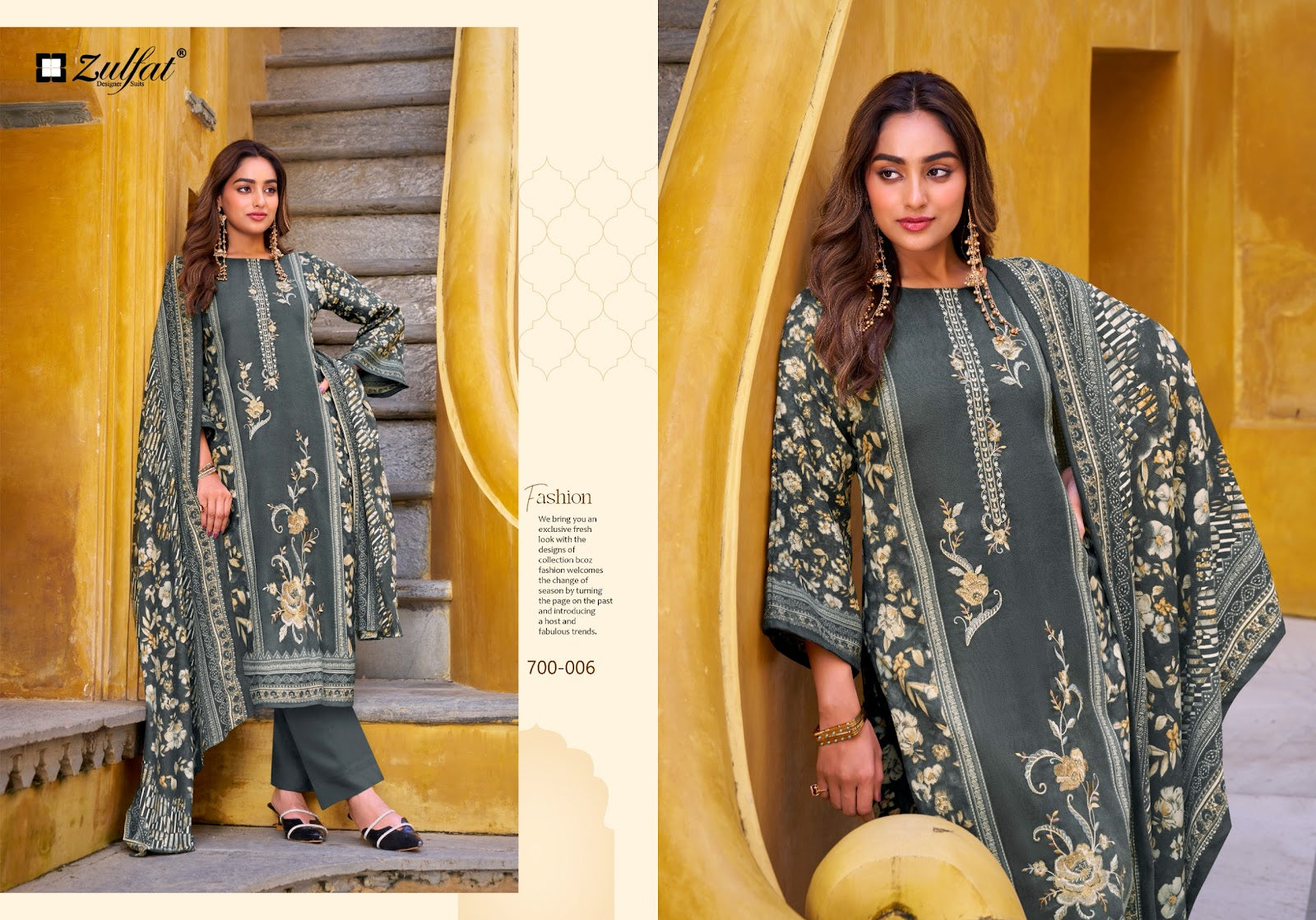 Meenakaari Zulfat Designer Jam Cotton Karachi Salwar Suits Manufacturer Ahmedabad