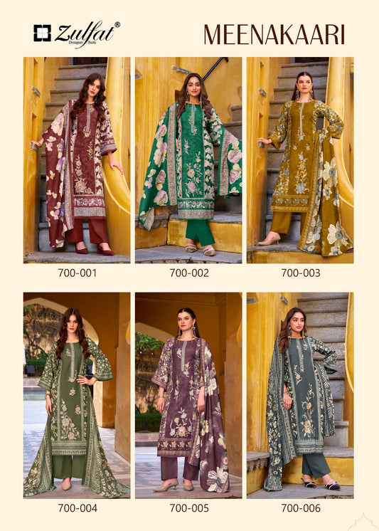 Meenakaari Zulfat Designer Jam Cotton Karachi Salwar Suits Manufacturer Ahmedabad
