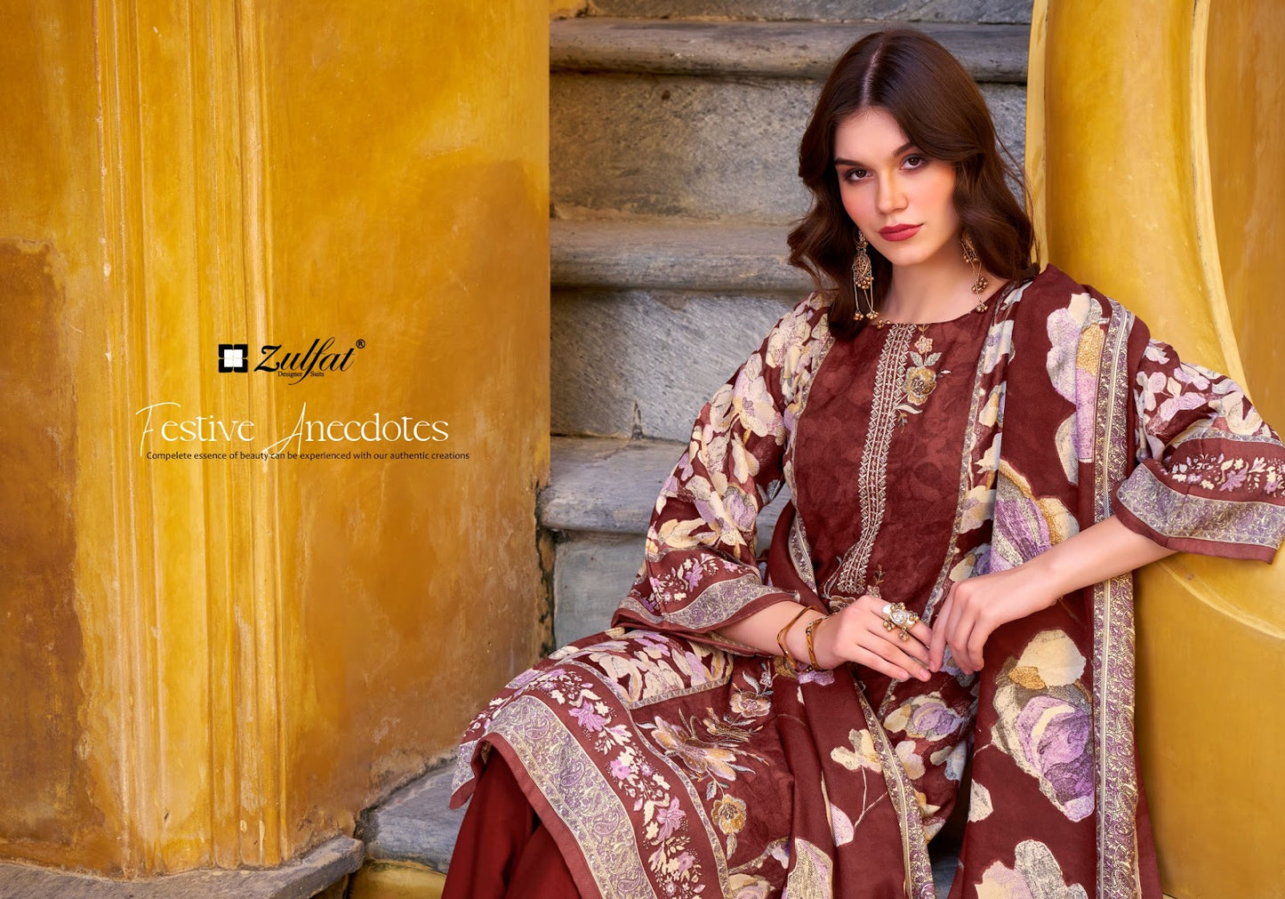 Meenakaari Zulfat Designer Jam Cotton Karachi Salwar Suits Manufacturer Ahmedabad