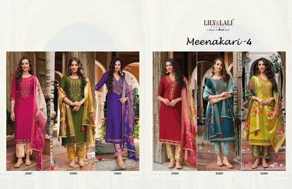 Meenakari Vol 4 Lily Lali Viscose Jacquard Readymade Pant Style Suits Supplier