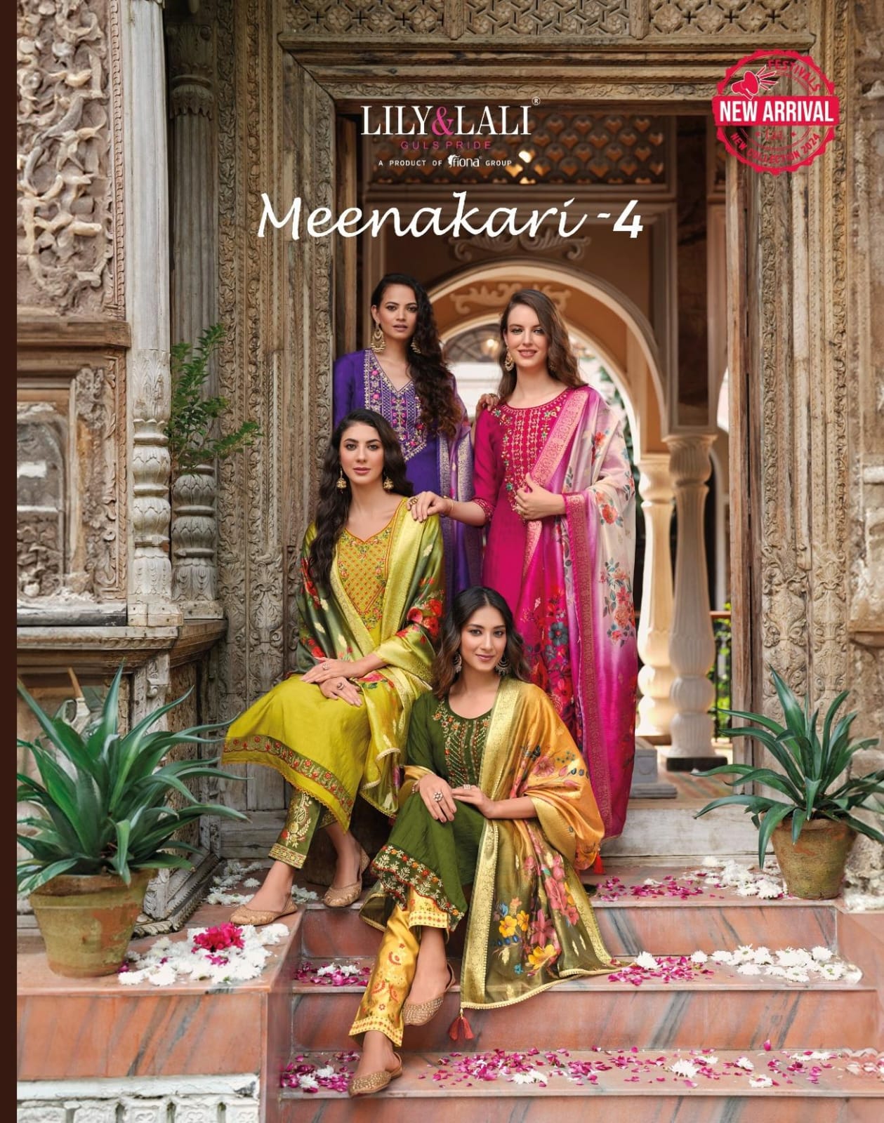Meenakari Vol 4 Lily Lali Viscose Jacquard Readymade Pant Style Suits Supplier