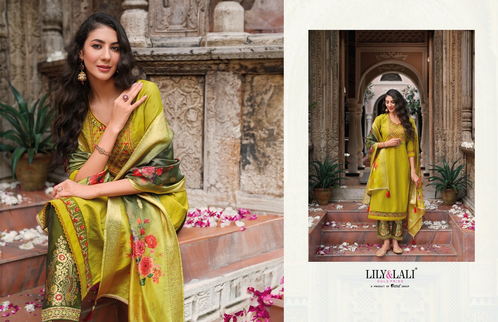 Meenakari Vol 4 Lily Lali Viscose Jacquard Readymade Pant Style Suits Supplier