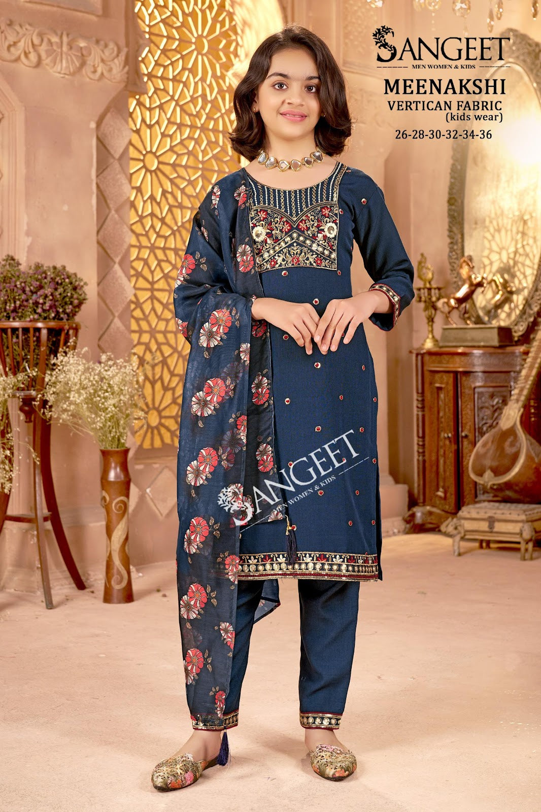Meenakshi Sangeet Vertican Girls Readymade Pant Suits Wholesaler India