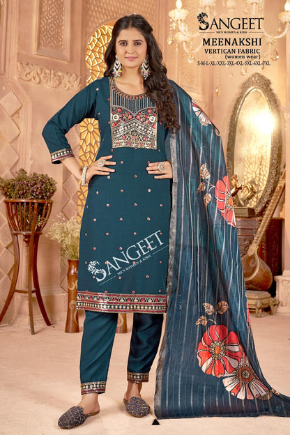 Meenakshi Sangeet Vertican Readymade Pant Style Suits Wholesaler Gujarat