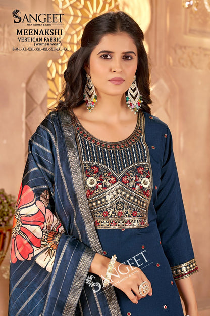 Meenakshi Sangeet Vertican Readymade Pant Style Suits Wholesaler Gujarat