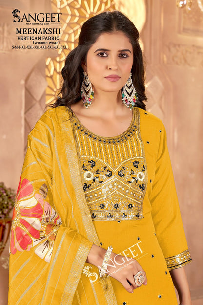 Meenakshi Sangeet Vertican Readymade Pant Style Suits Wholesaler Gujarat