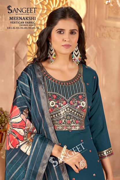 Meenakshi Sangeet Vertican Readymade Pant Style Suits Wholesaler Gujarat