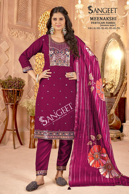 Meenakshi Sangeet Vertican Readymade Pant Style Suits Wholesaler Gujarat