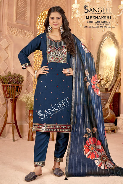 Meenakshi Sangeet Vertican Readymade Pant Style Suits Wholesaler Gujarat