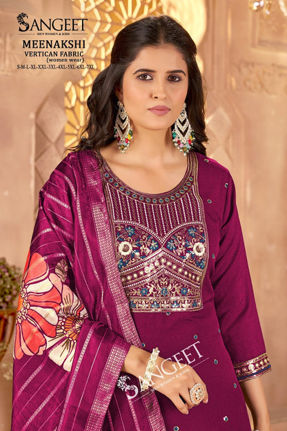 Meenakshi Sangeet Vertican Readymade Pant Style Suits Wholesaler Gujarat