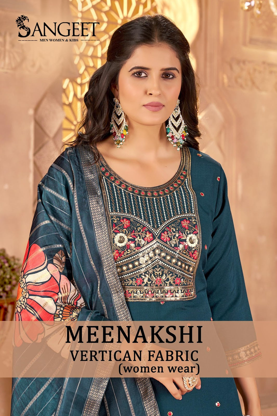 Meenakshi Sangeet Vertican Readymade Pant Style Suits Wholesaler Gujarat