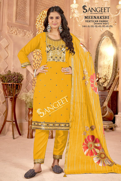 Meenakshi Sangeet Vertican Readymade Pant Style Suits Wholesaler Gujarat
