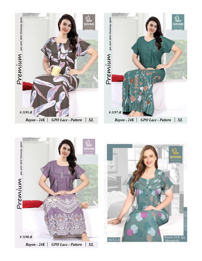 Meenakshi Shivani Rayon 24Kg Night Gowns Wholesale Price