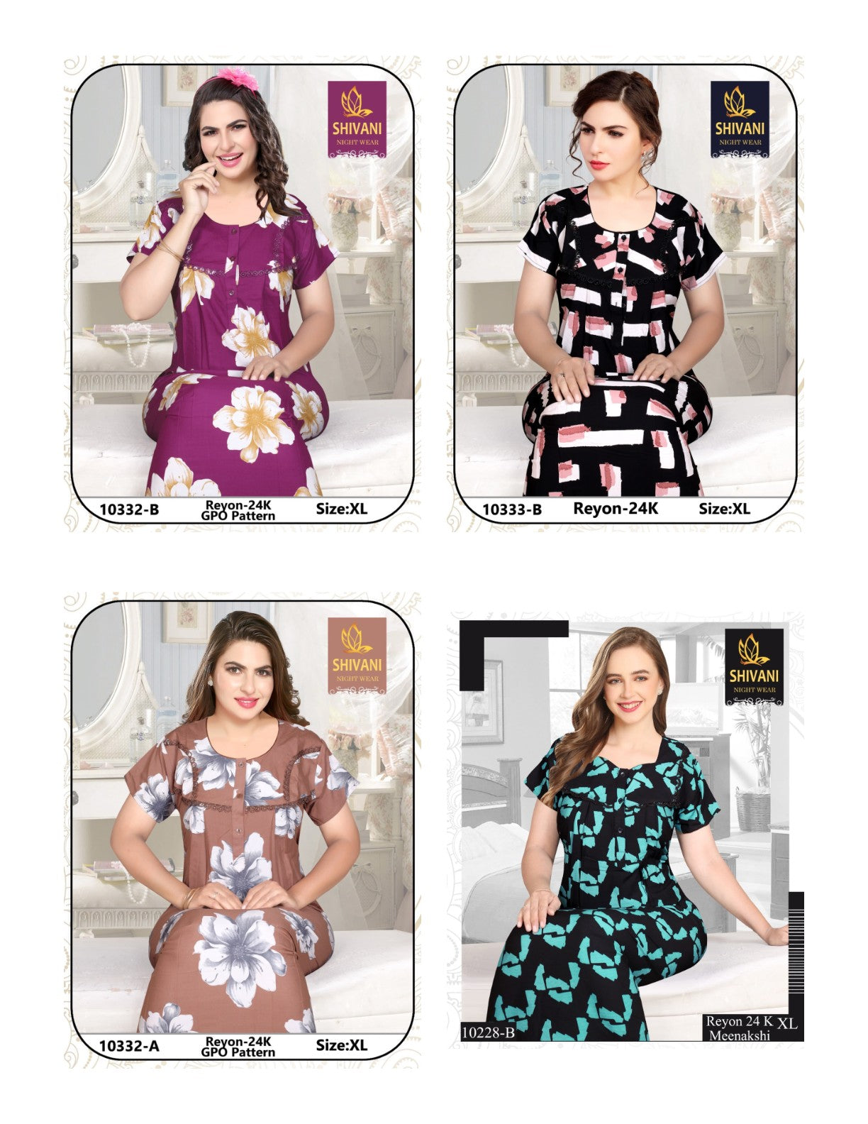 Meenakshi Shivani Rayon 24Kg Night Gowns Wholesale Price