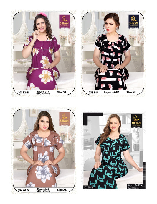 Meenakshi Shivani Rayon 24Kg Night Gowns Wholesale Price