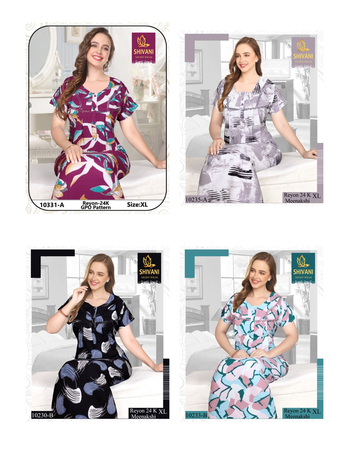 Meenakshi Shivani Rayon 24Kg Night Gowns Wholesale Price