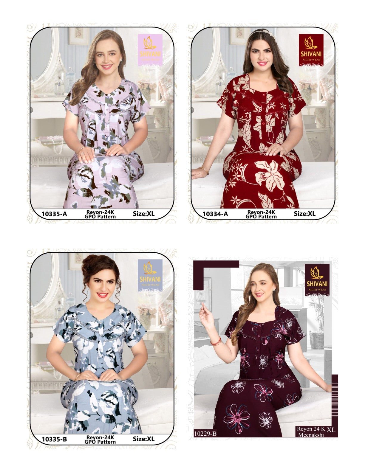 Meenakshi Shivani Rayon 24Kg Night Gowns Wholesale Price