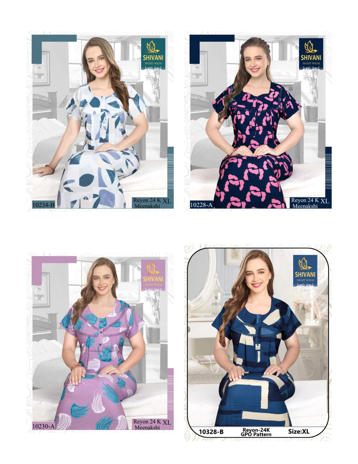 Meenakshi Shivani Rayon 24Kg Night Gowns Wholesale Price