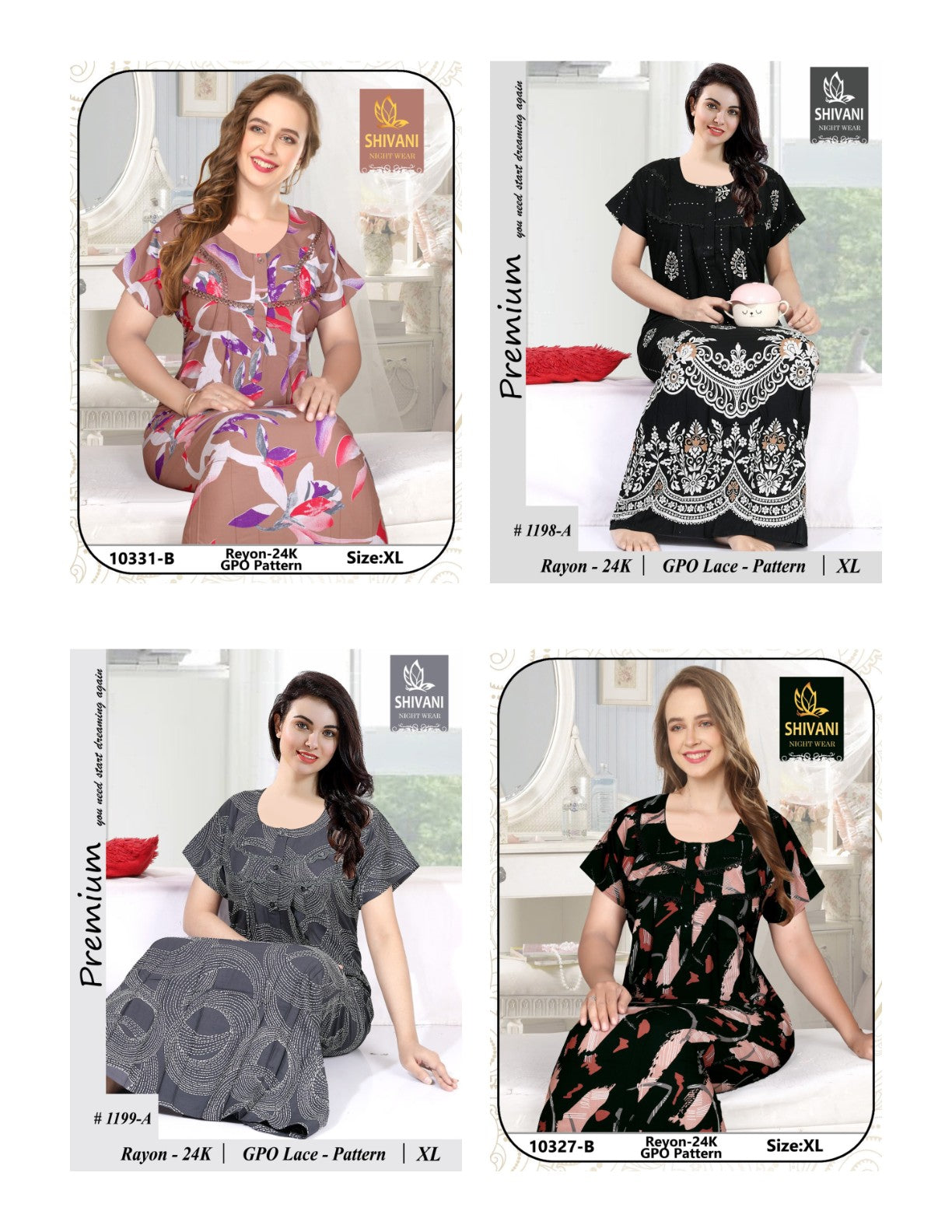 Meenakshi Shivani Rayon 24Kg Night Gowns Wholesale Price