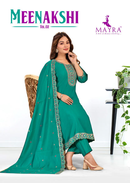 Meenakshi Vol 2 Mayra Roman Silk Readymade Anarkali Suits Supplier India