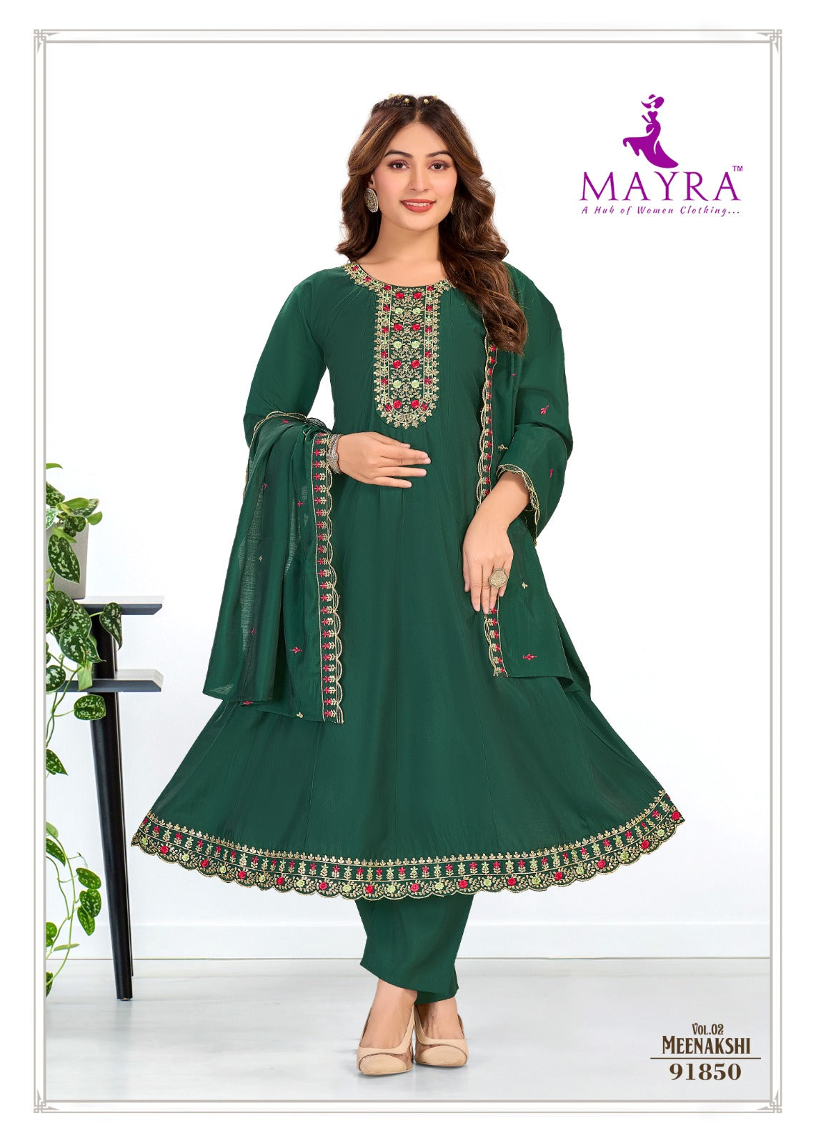 Meenakshi Vol 2 Mayra Roman Silk Readymade Anarkali Suits Supplier India