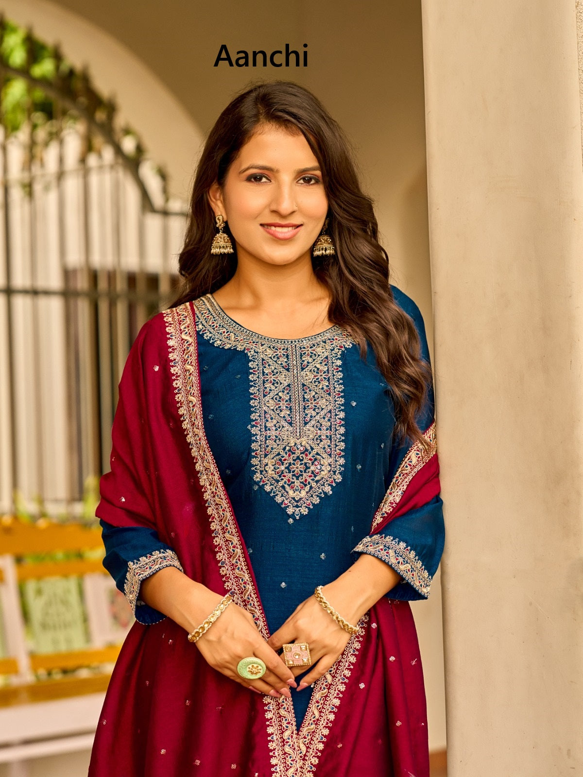 Meera Aanchi Vichitra Silk Readymade Pant Style Suits Wholesale Price