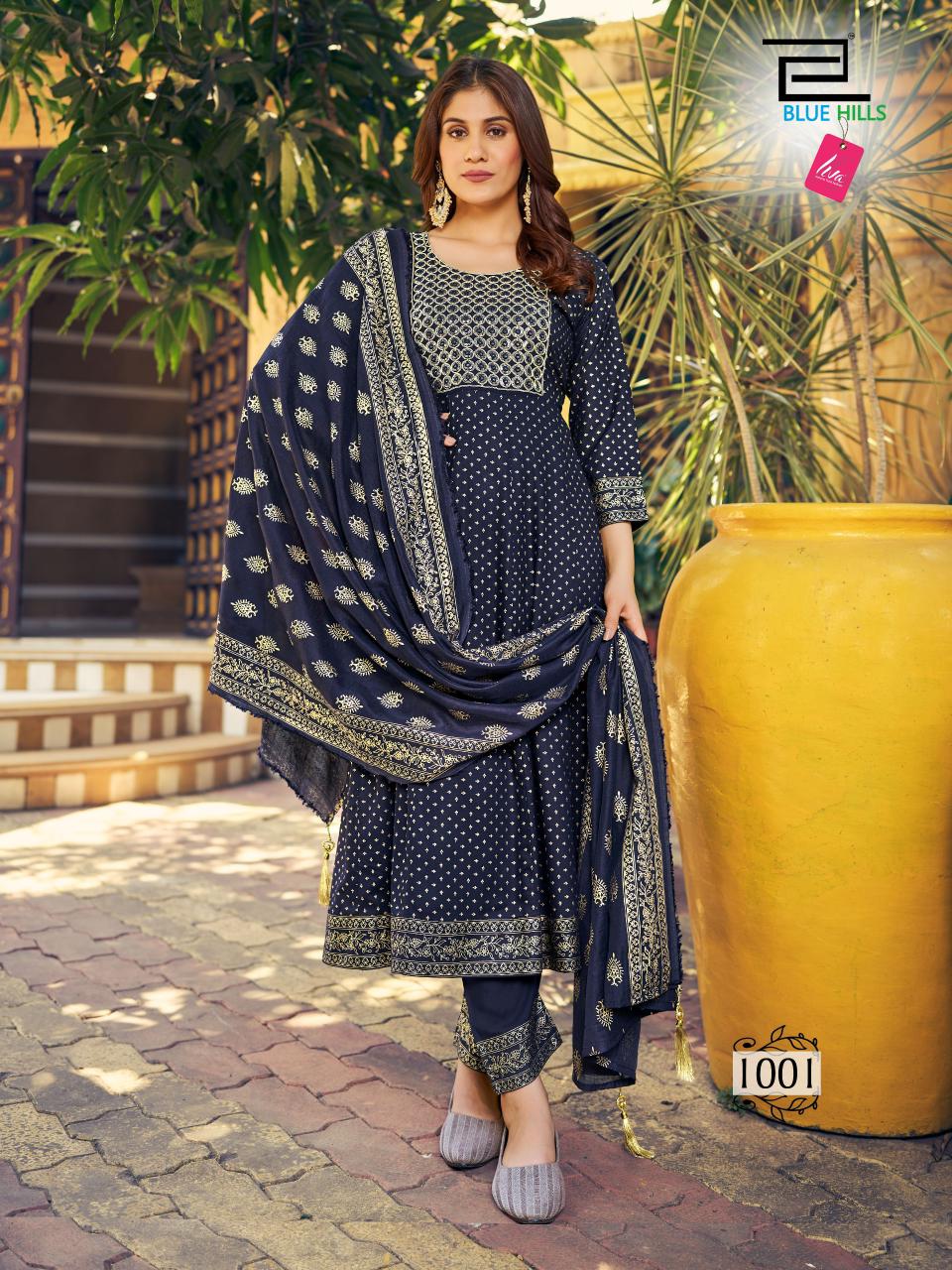 Meera Blue Hills Rayon 14Kg Readymade Pant Style Suits