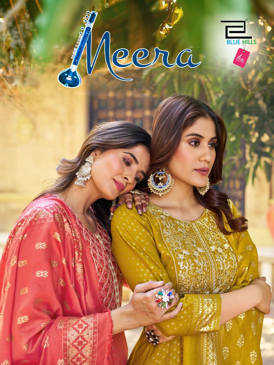 Meera Blue Hills Rayon 14Kg Readymade Pant Style Suits